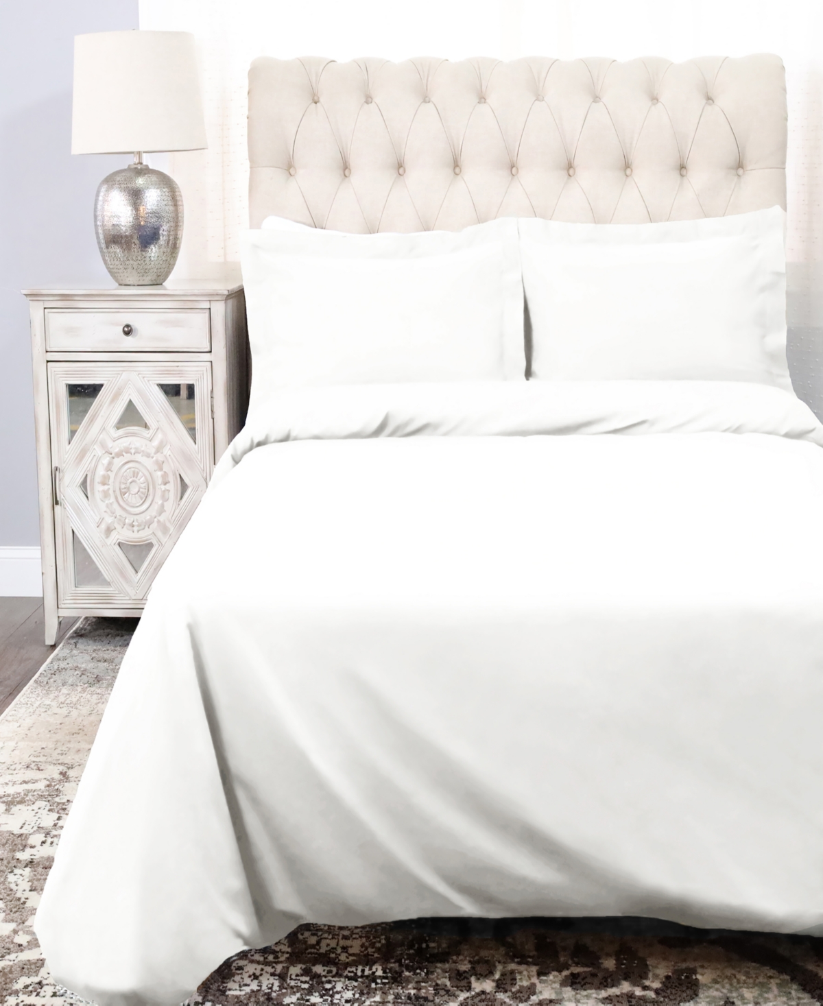 Superior Cotton Percale 300 Thread Count Solid Lightweight Duvet Cover Set,