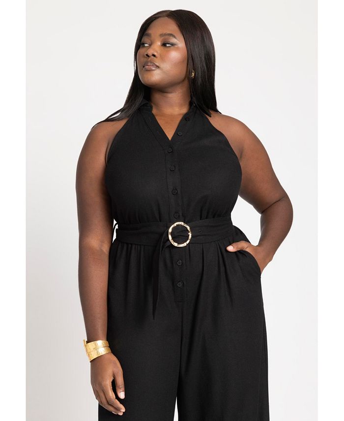 ELOQUII Plus Size Halter Neck Jumpsuit Macy's