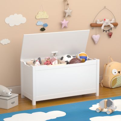 Streamdale Kids Wooden Toy Box Storage With Safety Hinged Lid For Ages 3