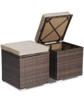 2 Pieces Patio Ottoman with Hidden Storage Space