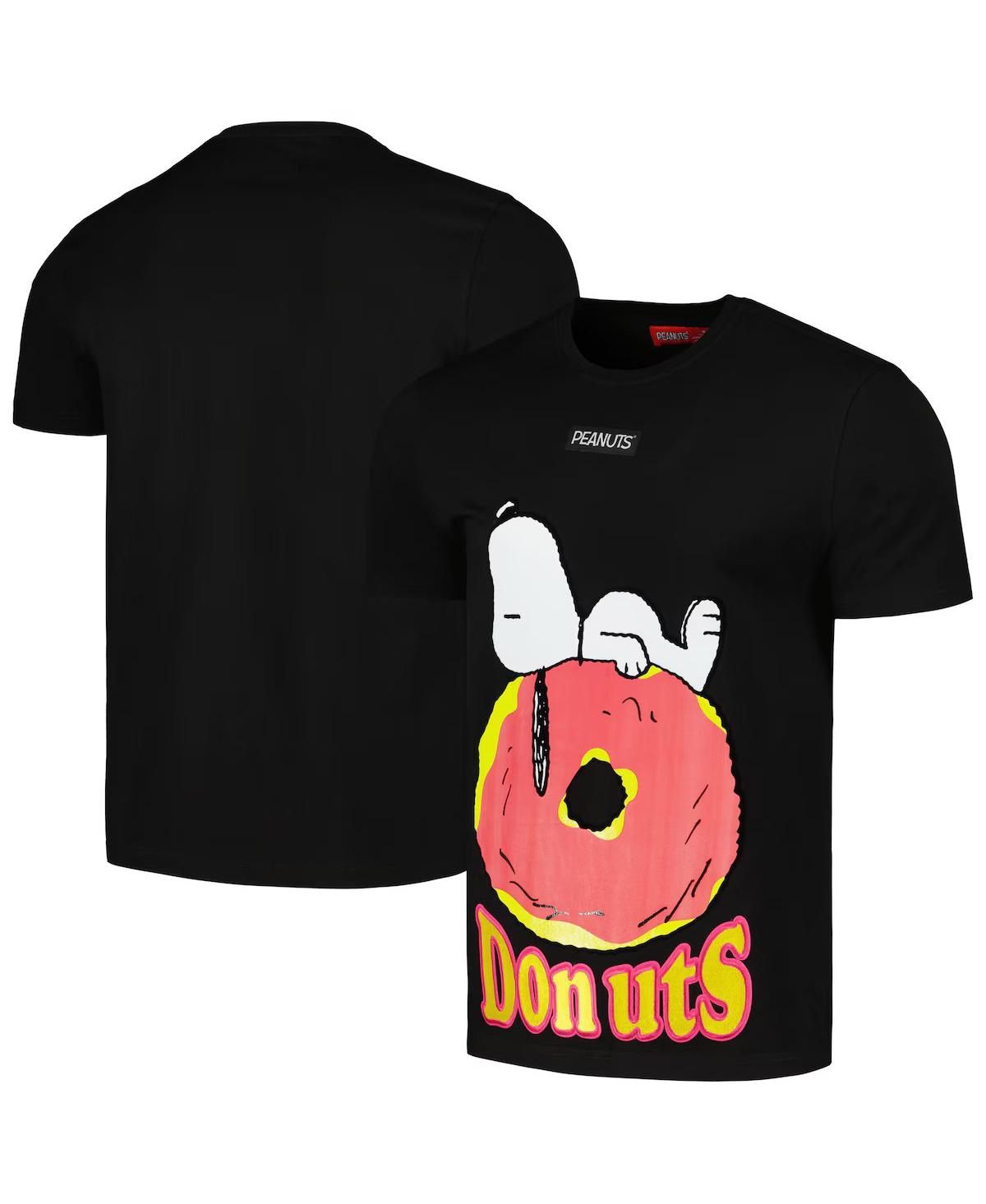 Men's Black Peanuts Snoopy Donuts T-Shirt - Black