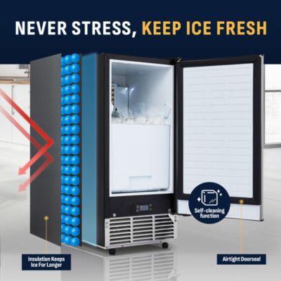 15" Undercounter Ice Maker, 80 lbs Daily Capacity, Built-in/Freestanding Design with Self-Cleaning & LED Controls