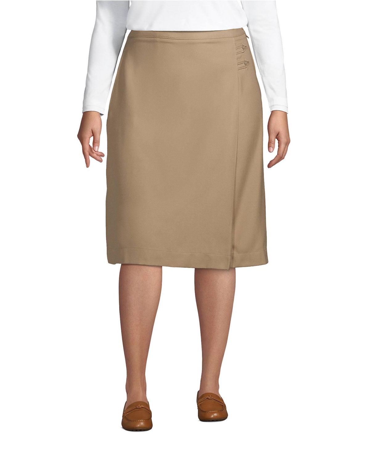 Lands' End Plus Size Solid A-line Skirt Below the Knee
