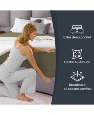 Extra Deep Pocket 18 - 24 Inch Microfiber Fitted Sheet - Queen