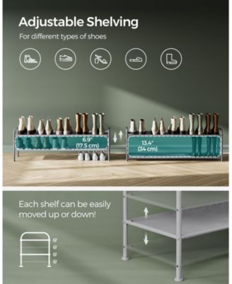 Multi Tier Shoe Rack, Shoe Organizer, Fabric Shoe Shelf Storage, Height-Adjustable Shoe Rack, 2 Tier