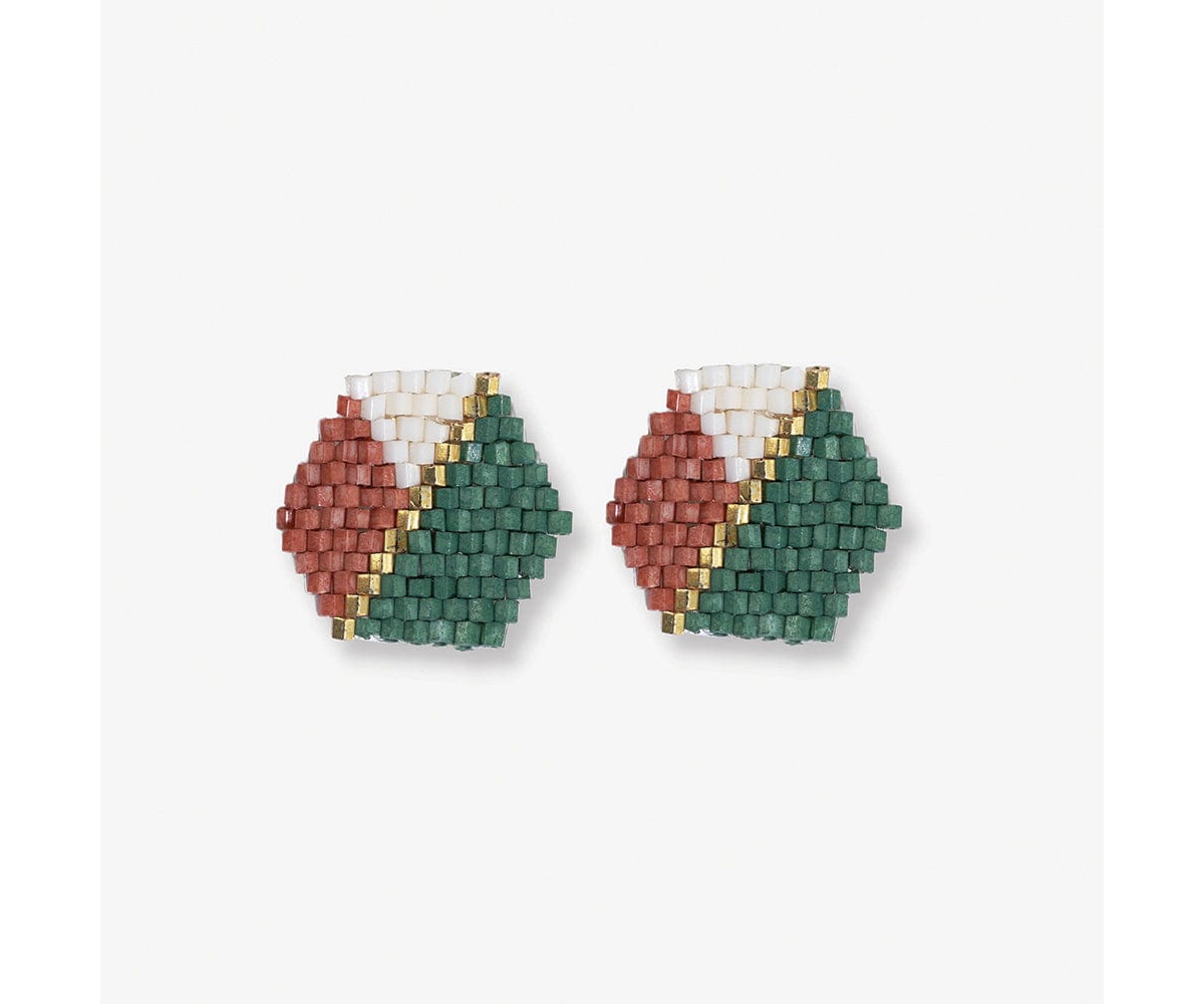 Casey Hexagon Post Beaded Earrings - Desert