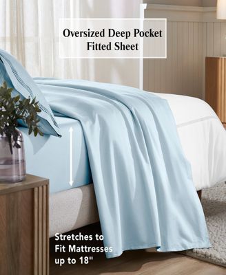 650-TC Egyptian Cotton Solid Deep Pocket Sheet Set, Split King