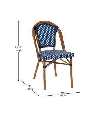 Sacha Bistro Style Table With Glass Top, Pe Rattan, 2 Stack Chairs, And Bamboo Finished Metal Frame For Indoor/Outdoor Use