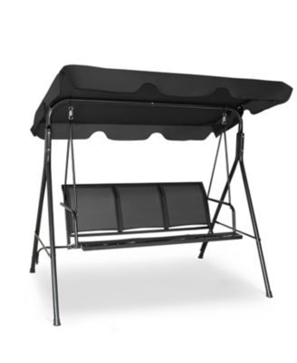3 Person Steel Frame Patio Swing with Polyester Angle and Adjustable Canopy