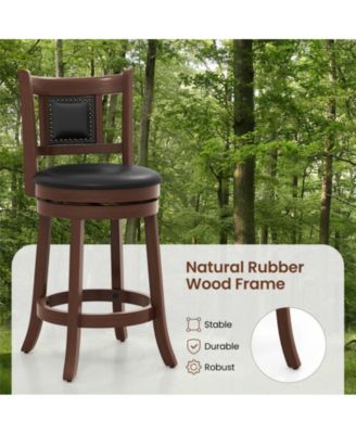 25.5 Inch Upholstered Bar Stools Set of 2 with Curved Backrest and Footrest