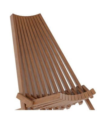 Dubois Indoor/Outdoor Solid Acacia Wood Low Profile Lounge Folding Chair For Use With Backyard, Patio, Sunroom, Porch, Garden