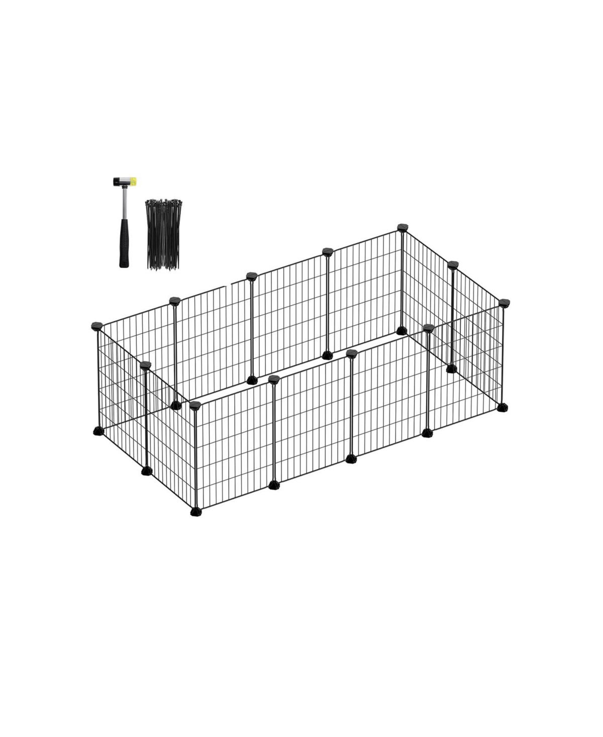 Pet Playpen, Small Animal Cage, Pet Fence with Cable Ties, Diy Metal Enclosure - White