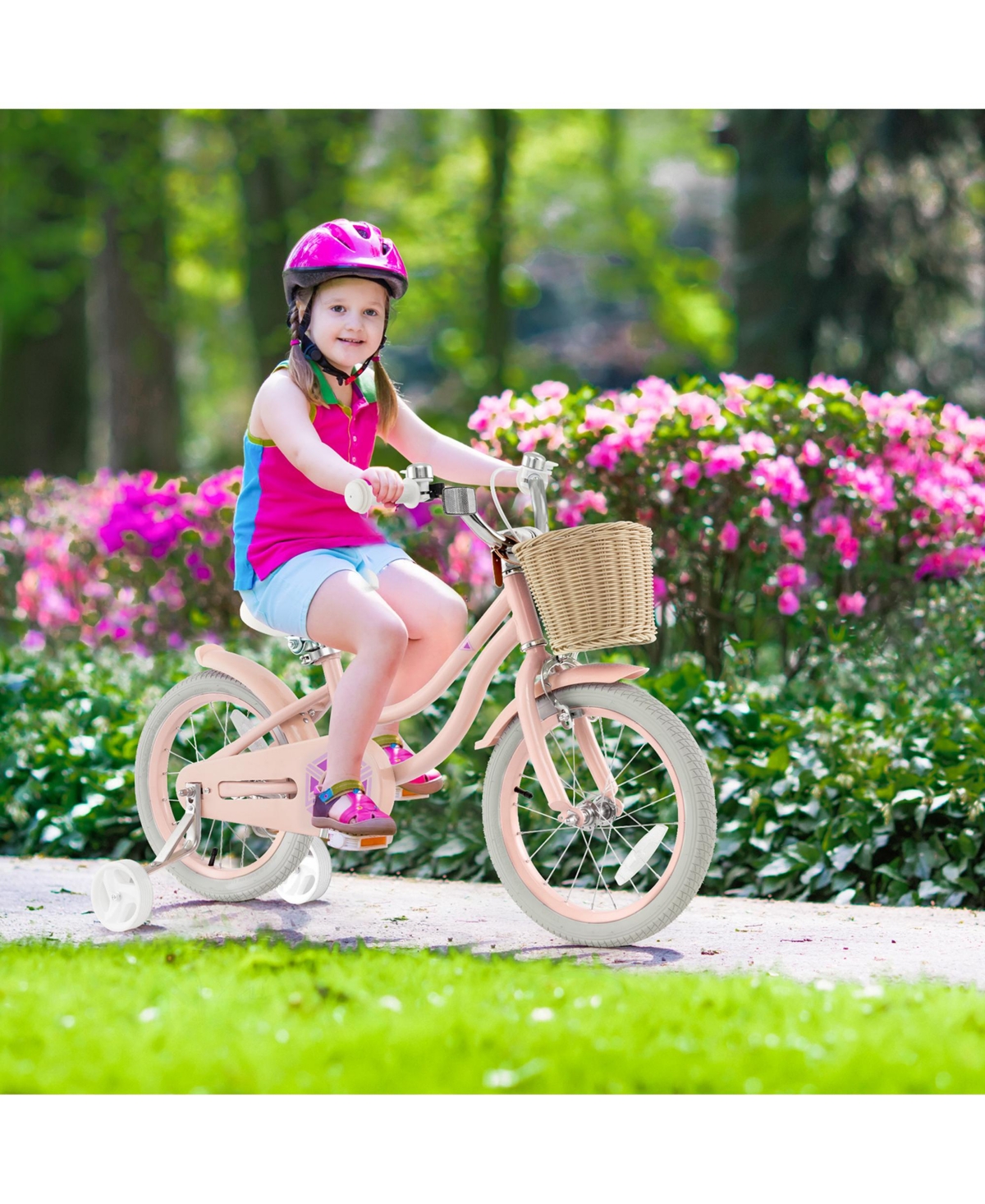 Gymax 18'' Retro Style Kids Bike Bicycle w/ Height Adjustable Handlebar & Seat Pink