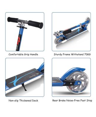 Folding Aluminum Kids Kick Scooter with LED Lights - Blue