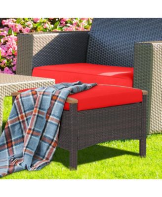 Set of 2 Fade-Resistant Wicker Patio Ottoman