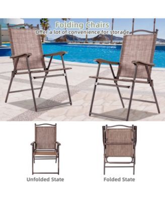 Set of 2 Patio Folding Sling Back Camping Deck Chairs