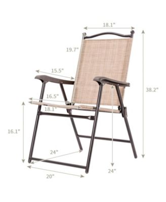 Set of 2 Patio Folding Sling Back Camping Deck Chairs