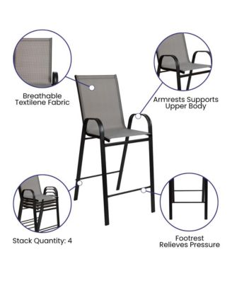 4 Pack Outdoor Barstools With Flex Comfort Material-Patio Stool