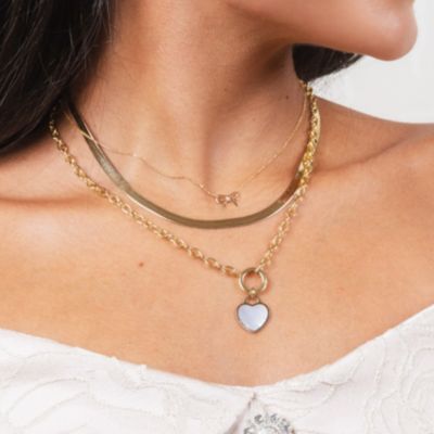 Large Herringbone Necklace 14K Yellow Gold - 5 millimeters - 18 inches