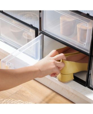 Set of 12 Shoe Storage Boxes Organizers, Stackable And Foldable For Sneakers