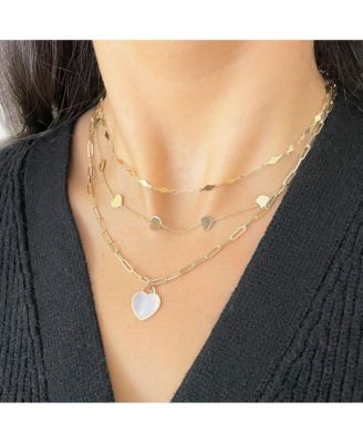 Mother of Pearl Heart Charm 14K Gold - 10 millimeters