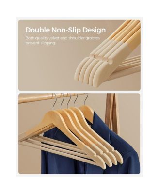 Set Of 20 Velvet Wooden Hangers