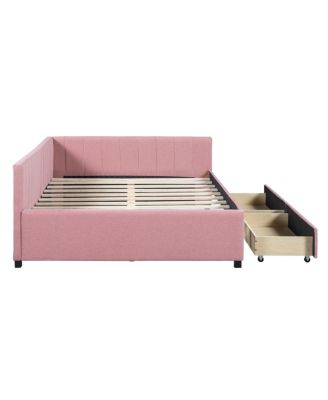 Simplie Fun Yellow Upholstered Daybed with Storage Drawers & No Box Spring Needed