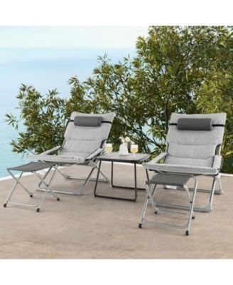 SUGIFT 5-Piece Patio Sling Chair Set Folding Lounge Chairs with Footrests and Coffee Table