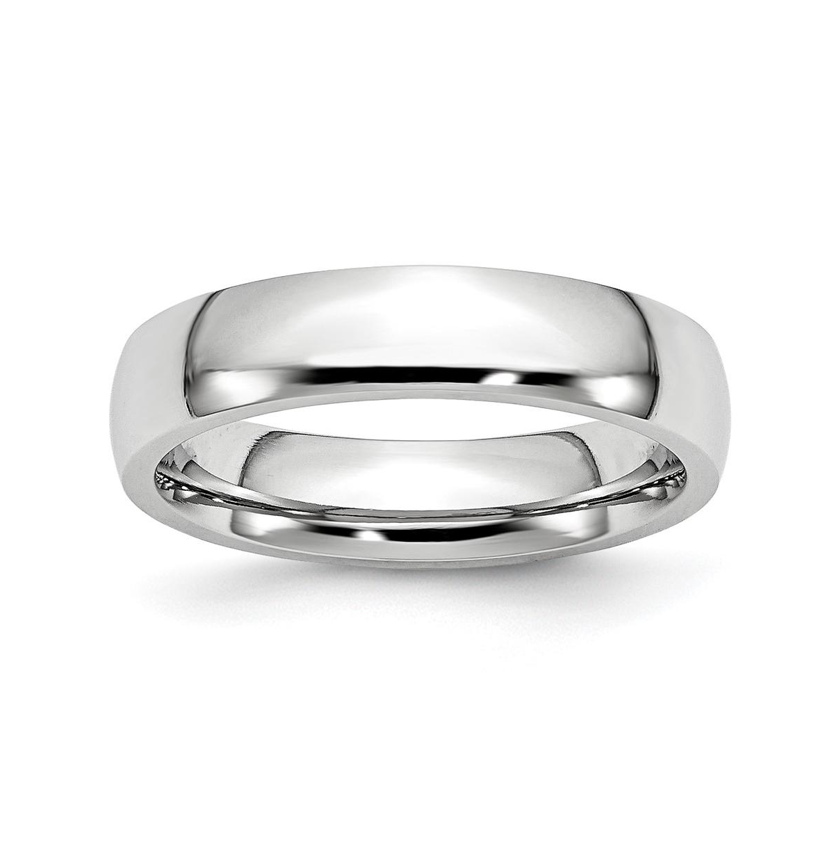 Cobalt Polished Half Round Wedding Band Ring - White