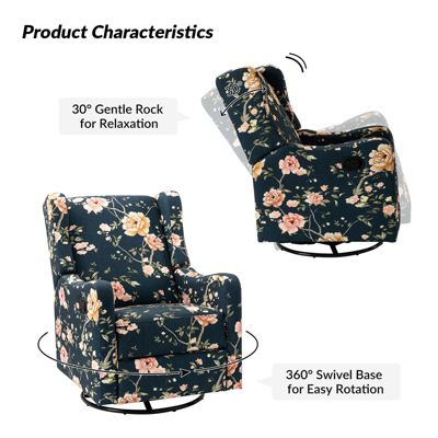 Floral Manual Swivel Glider Recliner – Yaffa Design