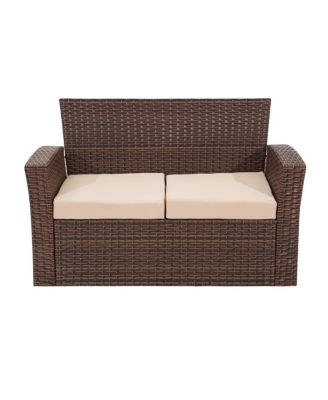 4 Piece Outdoor Wicker Rattan Conversation Sofa set with Coffee table