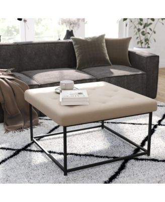 Almas 30-Inch Square Tufted Ottoman With Durable Metal Frame