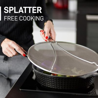Large Splatter Screen for Frying Pan (13") - Stainless Steel Grease Splatter  Guard for Frying Pan