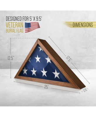 Rustic Flag Case - Solid Wood Military Flag Display Case For 9.5 X 5 American Veteran Burial Flag, Wall Mounted Burial Flag Frame