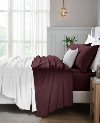 650-TC Egyptian Cotton 4 Piece Solid Deep Pocket Sheet Set, Super Queen