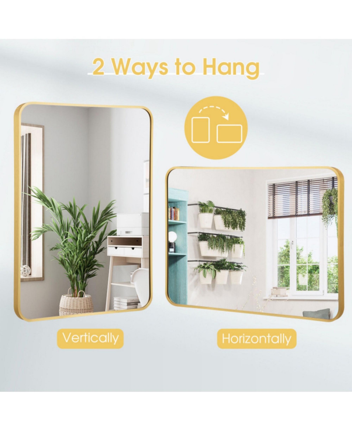 Sugift Metal Framed Bathroom Mirror with Rounded Corners