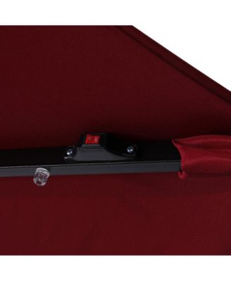 Kinsley 9 Ft Solar Patio Umbrella with LED Lights, Crank Handle & Push Button Tilt