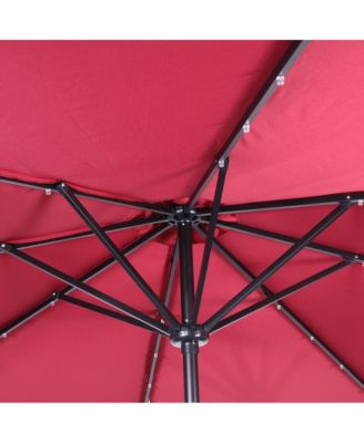 Kinsley 9 Ft Solar Patio Umbrella with LED Lights, Crank Handle & Push Button Tilt