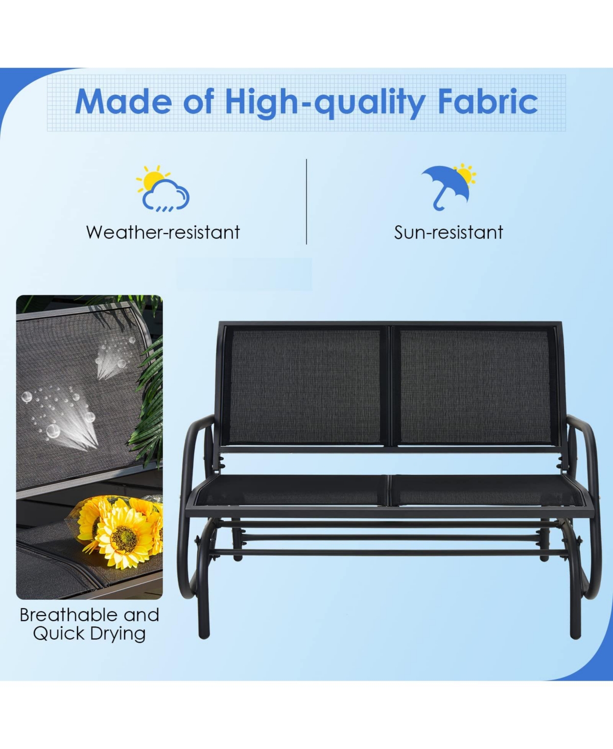Sugift Swing Glider Chair 48 Inch Loveseat Rocker Lounge Backyard