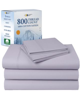 Luxury Bed Sheets Set - 800 Thread Count 100% Cotton Sheets, Deep Pocket, Soft, Cool & Breathable - Split King Size