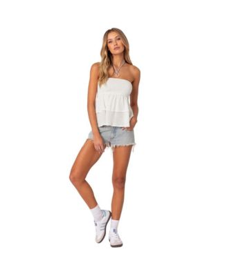 Women's Harleigh Ruffled Linen Look Tube Top