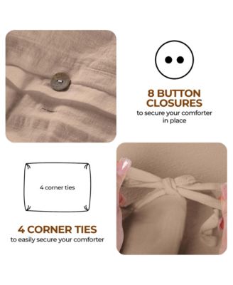 Orion Solid Cotton Linen Blend 3-Piece Duvet Cover Set, King/Cal King