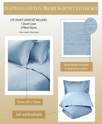 Egyptian Cotton 650 Thread Count Solid Luxury Duvet Cover Set, King/California King