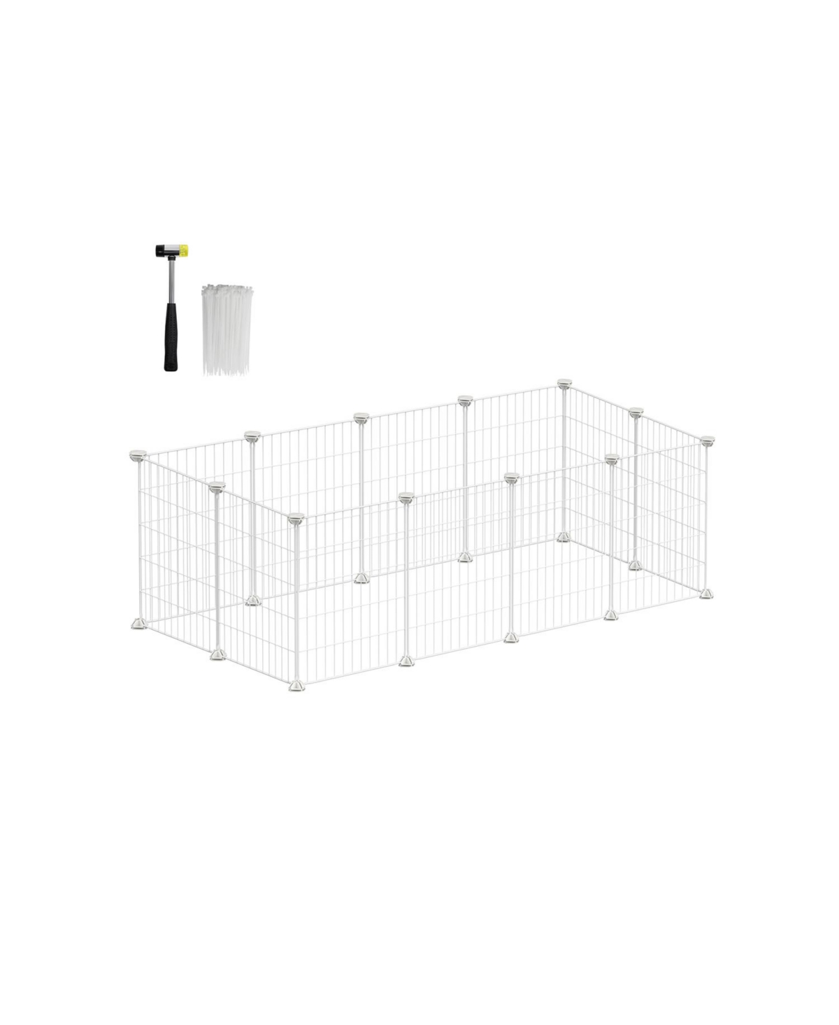 Pet Playpen, Small Animal Cage, Pet Fence with Cable Ties, Diy Metal Enclosure - White