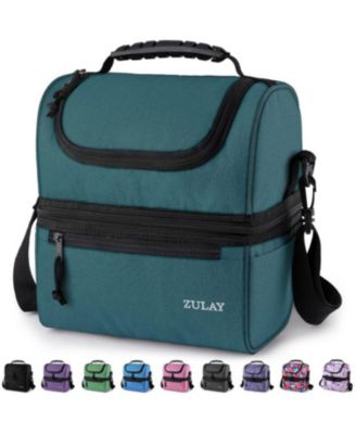 Insulated 2-Compartment Lunch Box Bag With Strap