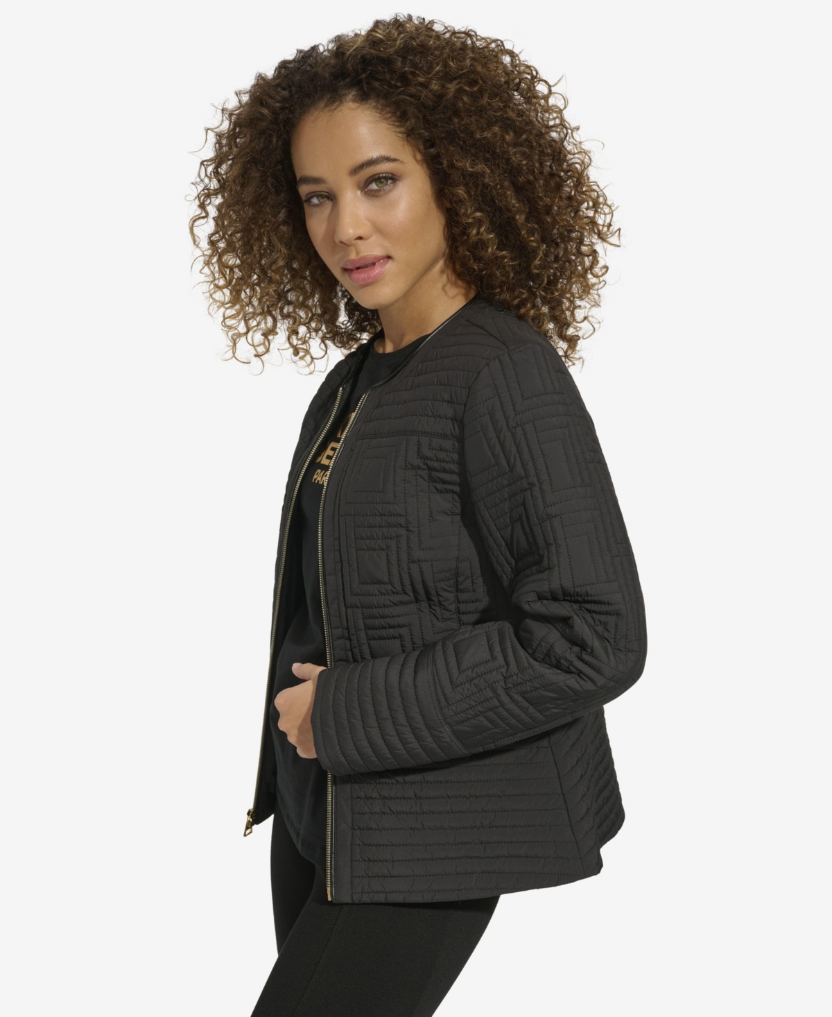 Karl Lagerfeld Women's Collarless Quilted Jacket