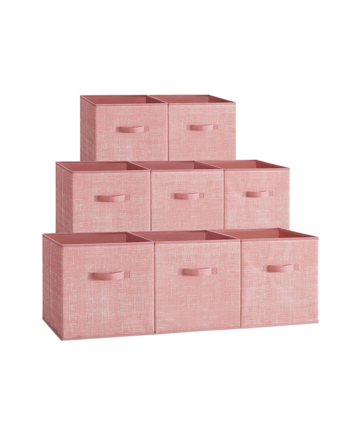 Storage Cubes, Non-Woven Fabric Bins with Double Handles, Set of 8, Closet Organizers for Shelves, Foldable, for Clothes - Pink