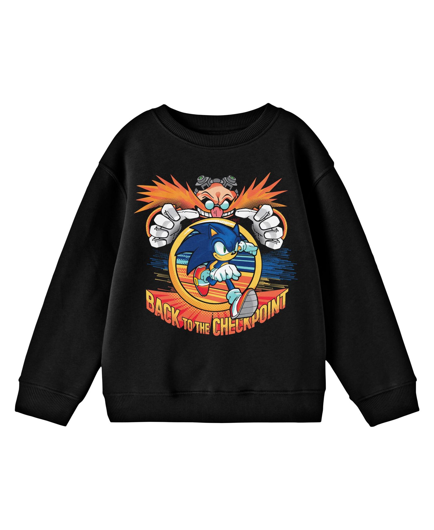 Boys Bioworld Dr. Eggman "Back To The Checkpoint" Youth Black Crew Neck Sweatshirt