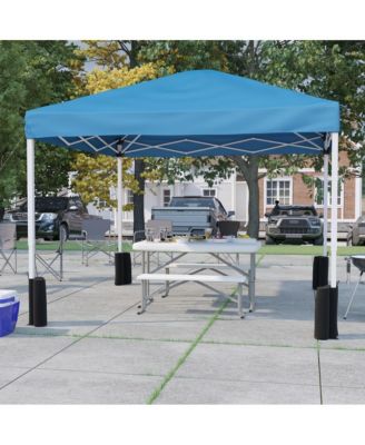 Portable Tailgate And Camping Set With Pop Up Event Canopy Tent With Wheeled Case And Folding Table With Benches Set