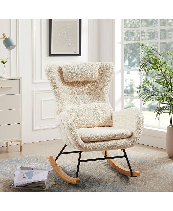 Simplie Fun Rocking Chair Nursery, Modern Rocking Chair With High ...